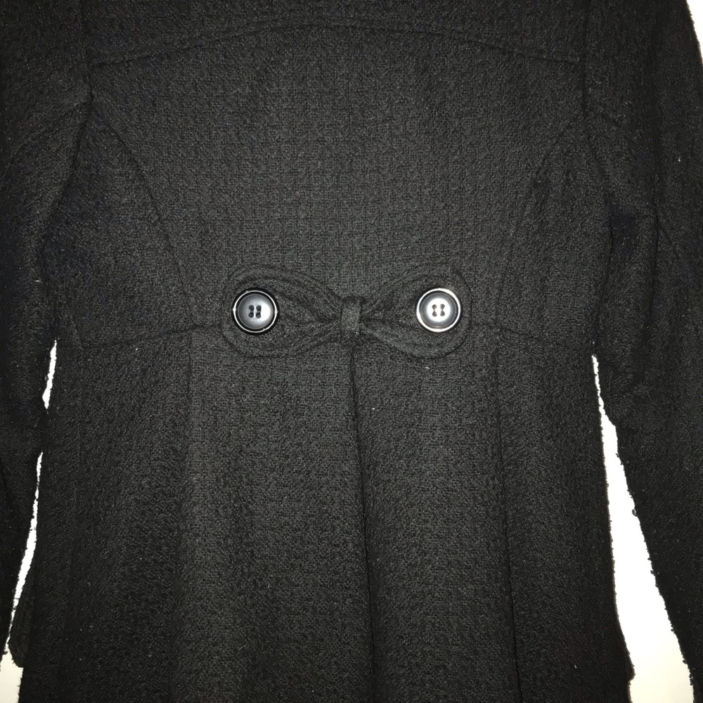 Jacket warm Double Breasted Black Pea Coat - Picture 4 of 5